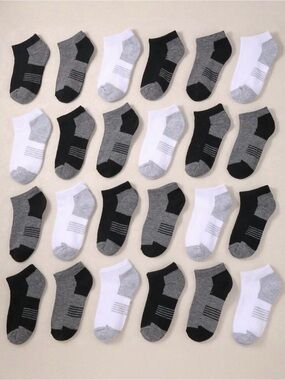 6 Pairs Children Low Cut Socks 1-16 Years Old Solid Colors Athletic Socks Value
